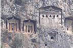 Rocks tombs on the Dalyan estuary - click for a larger image